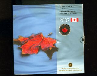 2007 Commemorative Coin Set With Coloured 25 - Cent,  Canada - 7 Coin Set,  Dw39