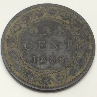 1882 H Canada One 1 Cent Large Penny Circulated Canadian Coin D700