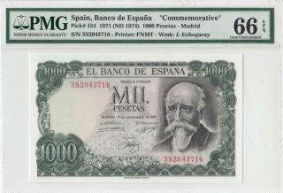 1971 Bank Of Spain 1000 Pesetas Madrid Consecutive 1 Of 3 ( (pmg 66 Epq))