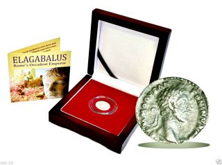 Ancient Roman Silver Coin Of The Notorious Emperor Elagabalus,  Boxed