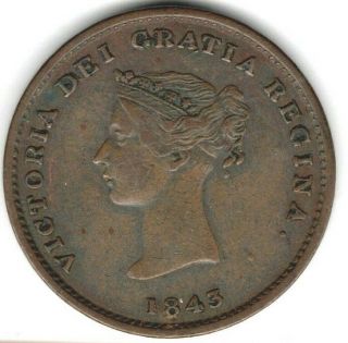 (pgasteelers 1) Canada - Brunswick 1843 Br 910 Half Penny - Copper Full Crown