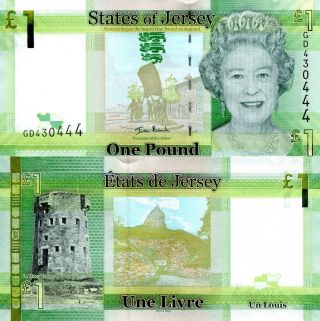 Jersey 1 Pound Banknote World Paper Money Aunc Currency Pick P32 Queen Elizabeth