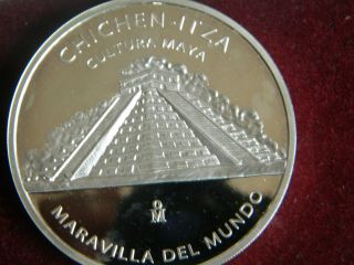 1 Mexican Coin 5 Oz.  999 Fine Silver Chichen - Itza Yucatan