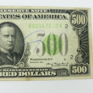 1934 B $500 U.  S Bill Federal Reserve Note Low Serial Number NR 4