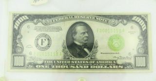 1934 F $1000 U.  S Bill Federal Reserve Note Low Serial Number Cond.
