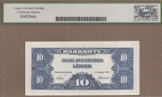 GERMANY FEDERAL REP.  : 10 Deutsche Mark Banknote,  (AU LCG58),  P - 16a,  22.  08.  1949,  No 2