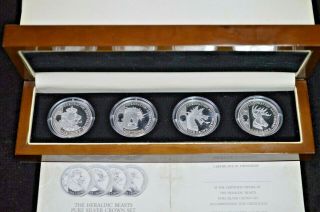 2013 Heraldic Beasts Pure Silver Crown Set 247/2013 - Four 99.  9 Silver Coins
