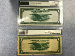 $1 - TWO ONE DOLLAR BILLS 1918 - PMG - 30 VEERY FINE - 63 CHOICE CIRCULATED 2