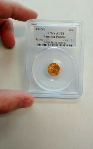 1915 - S Panama - Pacific Gold Dollar Commemorative $1 Pcgs Au58 Pan Pacific Pan Pac