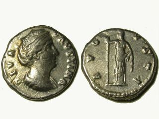 Ancient Roman Silver Denarius Of Empress Faustina,  Rare