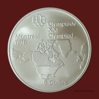 1976 Canada Montreal Olympic 5 Dollar Kingston And Sailboats Silver Coin Bc114