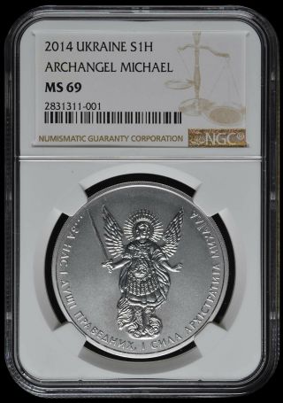 2014 Ukraine 1 Oz Silver Archangel Michael Ms 69
