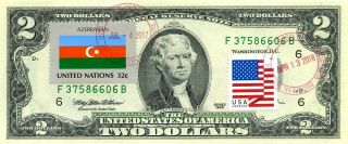 $2 Dollars 1995 Stamp Cancel Flag Of Un From Azerbaijan Lucky Money $99.  95