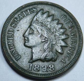 1898 Vf - Xf Detail Us Indian Head Penny 1 Cent Antique U.  S.  Currency Money Coin