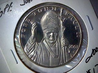 2001 $10 Republic Of Liberia Pope John Paul Ll Coin,  Large 38mm Size Coin,