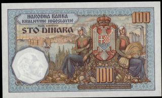 Yugoslavia 31 - 100 Dinara 1934 UNC 2