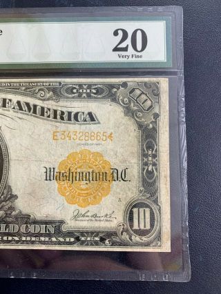 LARGE 1907 $10 DOLLAR GOLD CERTIFICATE COIN NOTE OLD PAPER MONEY Fr 1172 PMG 20 2