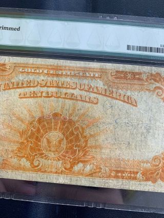 LARGE 1907 $10 DOLLAR GOLD CERTIFICATE COIN NOTE OLD PAPER MONEY Fr 1172 PMG 20 7