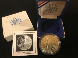 1988 America In Space Silver Astronaut National Medal - Box & Us Issue