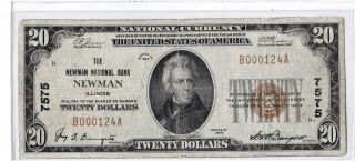 $20 1929 T1 National Newman Illinois Il " Mega Rare " Only 3 On Census Best Known