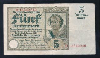 Germany,  1926,  5 Rentenmark,  P - 169,  Crisp Avf