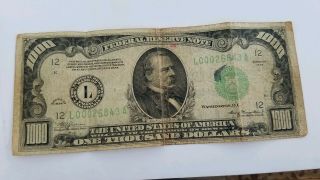1000 One Thousand Dollar Bill Old Note