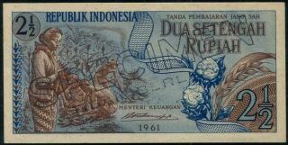 Indonesia 2 1/2 Rupiah 1961 Specimen,  Banknote Unc