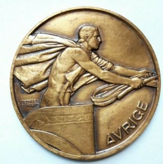 Large Bronze Roman Warrion Art - Deco Medal By Guiraud,  " Avrige "