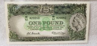 Australia Reserve Bank ND (1961 - 65) One Pound P 34a PMG 53 EPQ About UNC 2