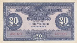 20 Schilling Very Fine Banknote From Allied Military In Austria 1944 Pick - 107