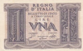 1 Lire Very Fine Crispy Banknote From Italy 1939 Pick - 26