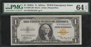 1935 - A $1 Small Silver Certificate North Africa Emergency Note " Pmg 64 Epq "