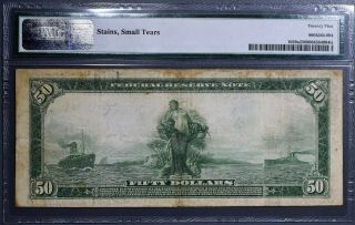 1914 $50 FEDERAL RESERVE NOTE LARGE Cleveland Fr 1039a PMG 25 Very Fine A1238 2