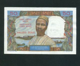 Madagascar:P - 61,  50 Francs=10 Ariary,  1969 Local Woman EF - AU 2