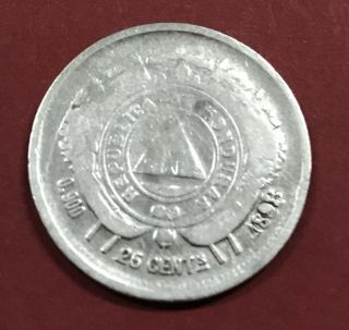 Republica De Honduras 1 Coin 25 Centavos 1893/88 Over Date Scarce Silver