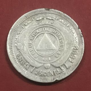 Republica De Honduras 1 Coin 25 Centavos 1899 Large Date Xf Scarce Silver