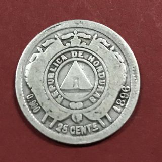 Republica De Honduras 1 Coin 25 Centavos 1896 Vf Scarce Silver