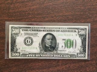 Us Paper Money Large Size Small Size $500 1928 Federal Reserve Note
