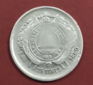 Republica De Honduras 1 Coin 25 Centavos 1890/85 Over Date Scarce Silver