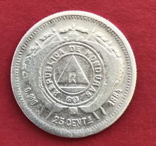 Republica De Honduras 1 Coin 25 Centavos 1884 Scarce Silver