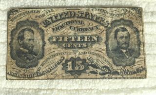 15 Cents Fractional Currency Specimen Sherman/grant - Colby/spinner Signatures