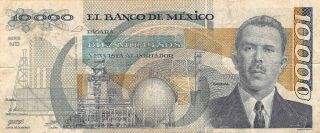 México 10,  000 Pesos 1.  2.  1988 Prefix P Series Nd Circulated Banknote Lbj