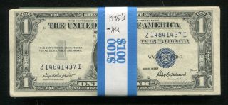 (100) 1935 $1 One Dollar Blue Seal Silver Certificates About Uncirculated