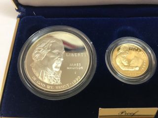 1993 Bill Of Rights 3 Coin Gold & Silver Proof Set In NR 2