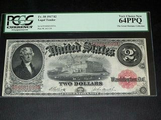 1917,  $2 Bill,  Legal Tender,  Pcgs 64 Ppq,  Very Choice.