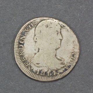 1814 2 Reales,  War Of Independence Guadalajara Rare Spanish Colony Silver Q530