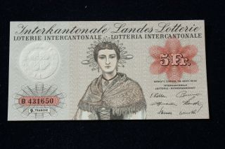 Switzerland Lottery Ticket,  Interkantonale Landes - Lotterie 5 Franken 1939