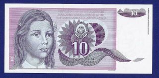 Gem Uncirculated 10 Dinara 1991 Banknote From Yugoslavia Pick 107a