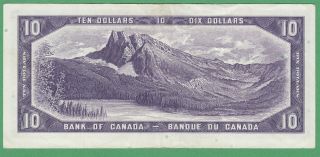 1954 Canadian 10 Dollar Note Devil ' s Face - Beattie/Coyne - H/D6490716 - VF/EF 2