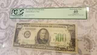 Extremely Rare 1934a 500 Dollar Bill (d) Cleveland Graded At A 40